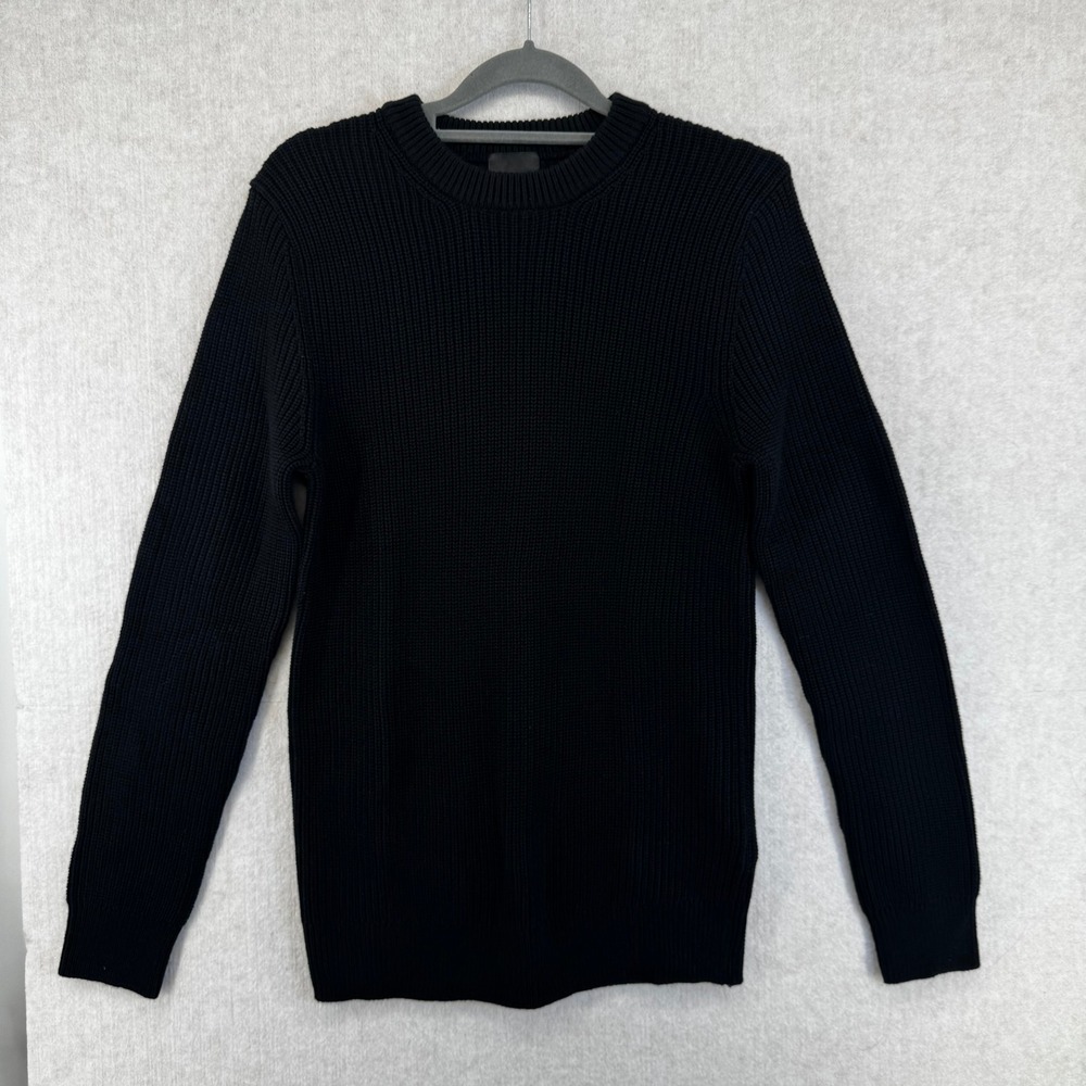 HM Mens XS Shaker Stitch Crewneck Sweater Black Knit Pullover